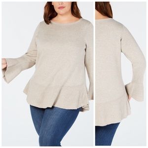0X 1X 2X 3X Style & Co Natural Heather Ruffle Hem Sweater Plus Size